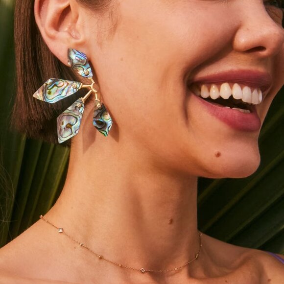 Abalone Shell Statement Earrings - Picture 3 of 5